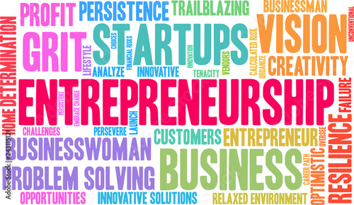 Entrepreneurship Word Cloud on a white background. 
