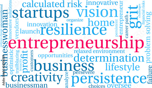 Entrepreneurship Word Cloud on a white background. 