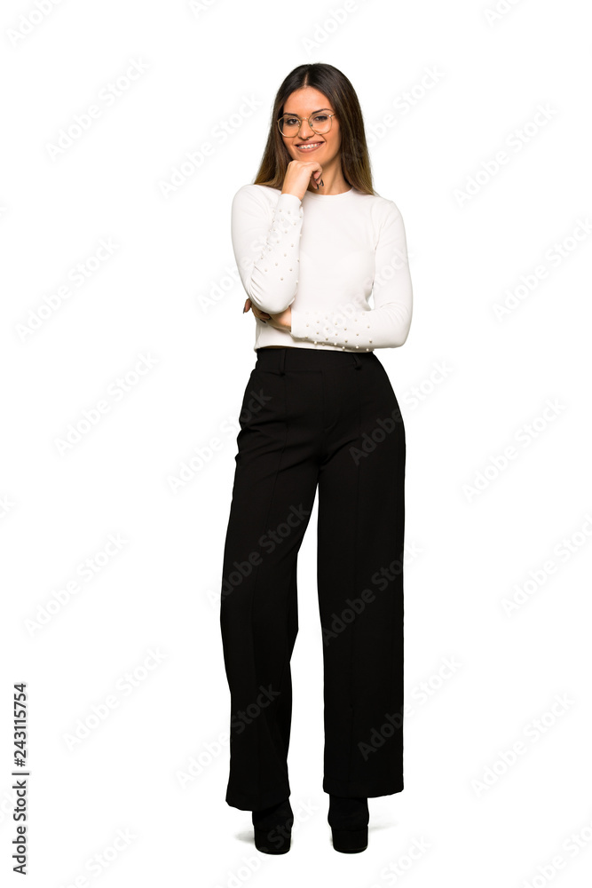 Full body of Pretty woman with glasses with glasses and smiling Full body of Pretty woman with glasses with glasses and smiling