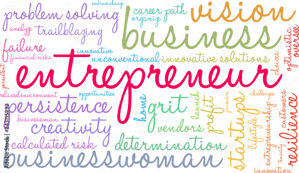 Entrepreneur Word Cloud on a white background. Entrepreneur Word Cloud on a white background.