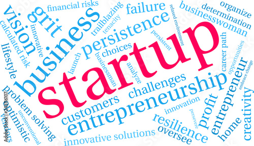 Startup Word Cloud on a white background. 