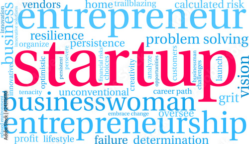 Startup Word Cloud on a white background. 