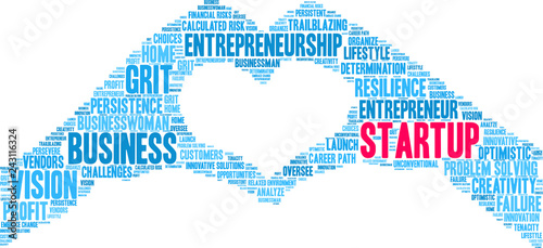 Startup Word Cloud on a white background. 