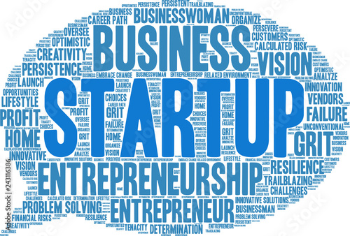 Startup Word Cloud on a white background. 