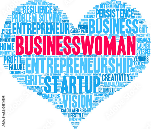 Businesswoman Word Cloud on a white background. 
