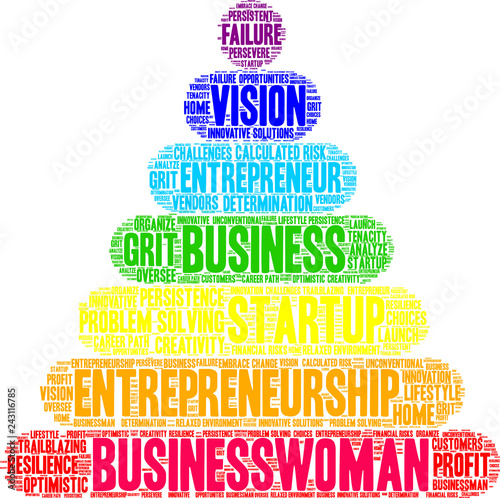 Businesswoman Word Cloud on a white background. 