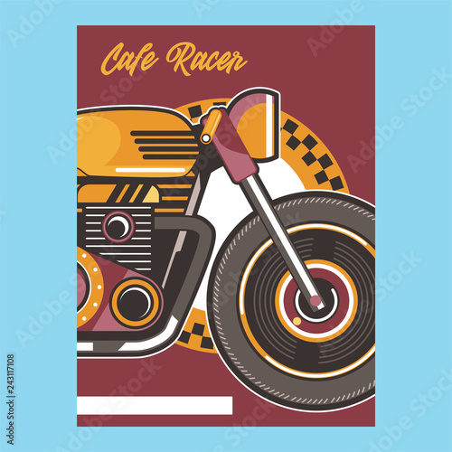 vintage race motorbike for printing.vector old school race poster.retro race motorbike print - Vector