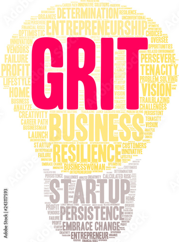 Grit in Business Word Cloud on a white background. 