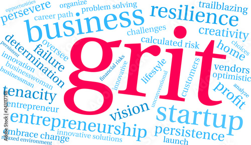 Grit in Business Word Cloud on a white background. 