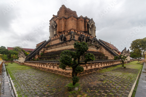 Wat Chedi Luang buddhist temple  located in the historic centre of Chiang Mai  Thailand.