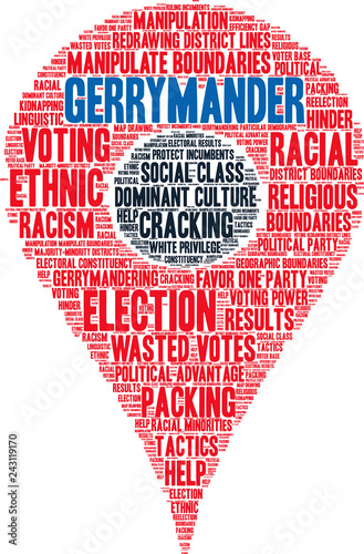 Gerrymander Word Cloud on a white background. 