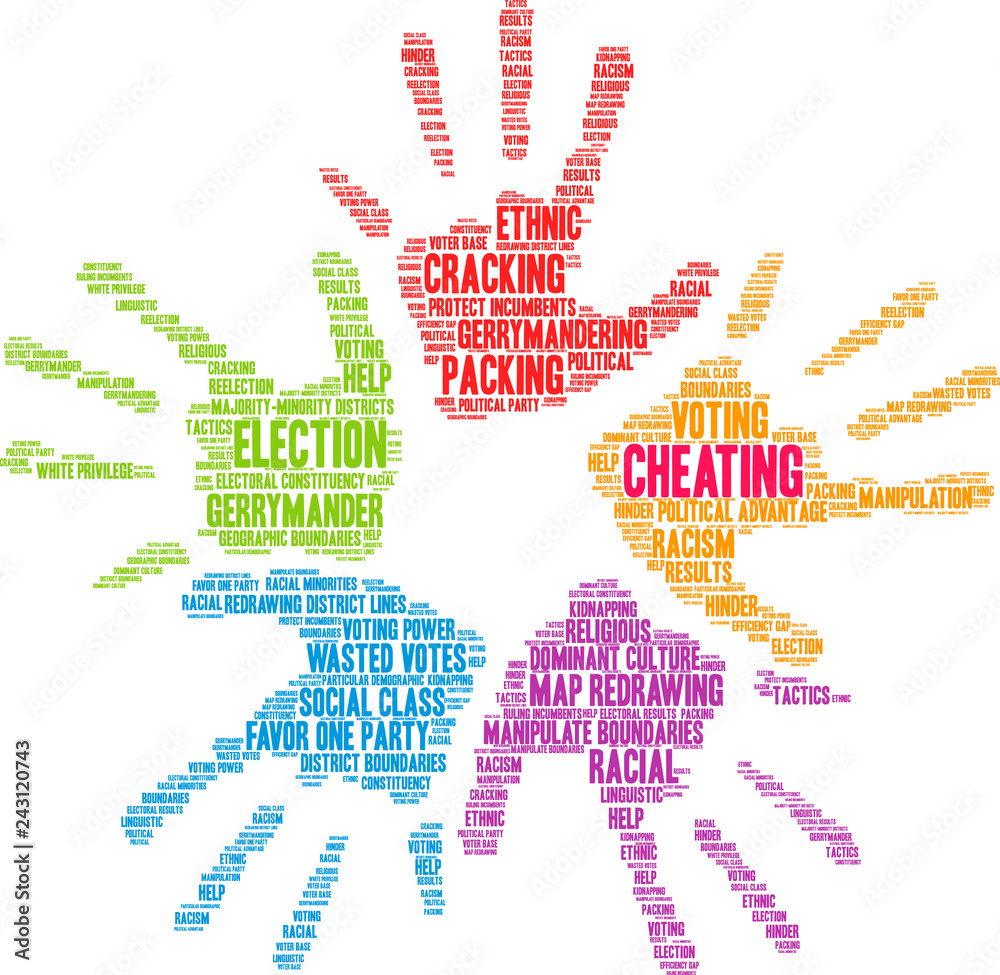 Cheating with Gerrymandering Word Cloud on a white background. Cheating with Gerrymandering Word Cloud on a white background.