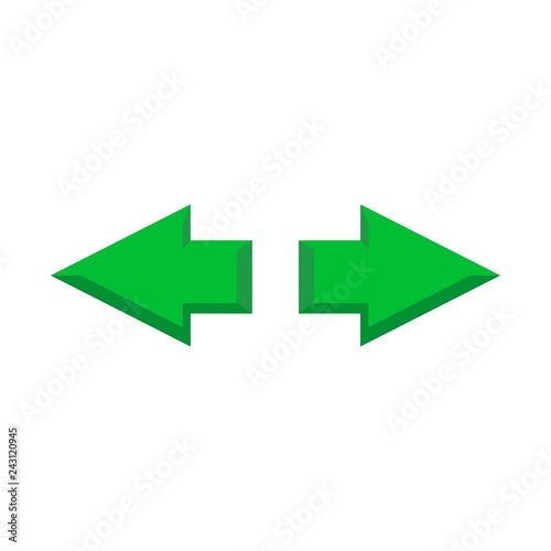 Free Download Green Left and Right Arrows flat icon isolated on white background. Opposite Directions, Divergence, Forward, Backward. Vector illustration. - GFXLoad