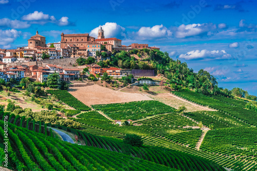View of La Morra in the Province of Cuneo, Piedmont, Italy photo