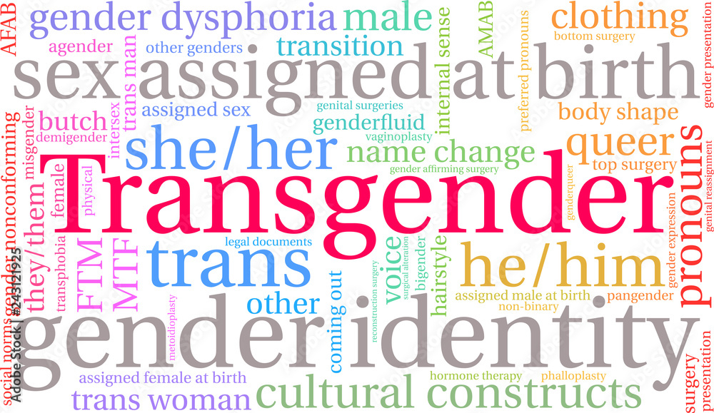 Transgender Word Cloud on a white background. Transgender Word Cloud on a white background.