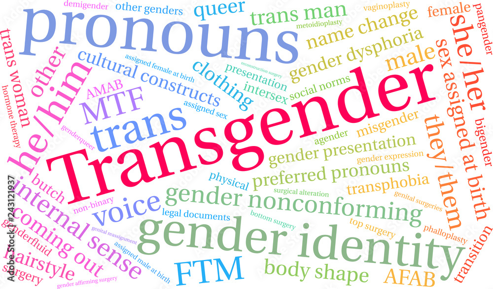 Transgender Word Cloud on a white background. Transgender Word Cloud on a white background.