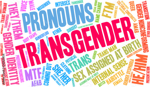 Transgender Word Cloud on a white background. 