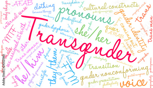 Transgender Word Cloud on a white background. 