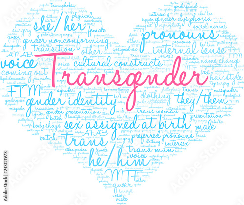 Transgender Word Cloud on a white background. 
