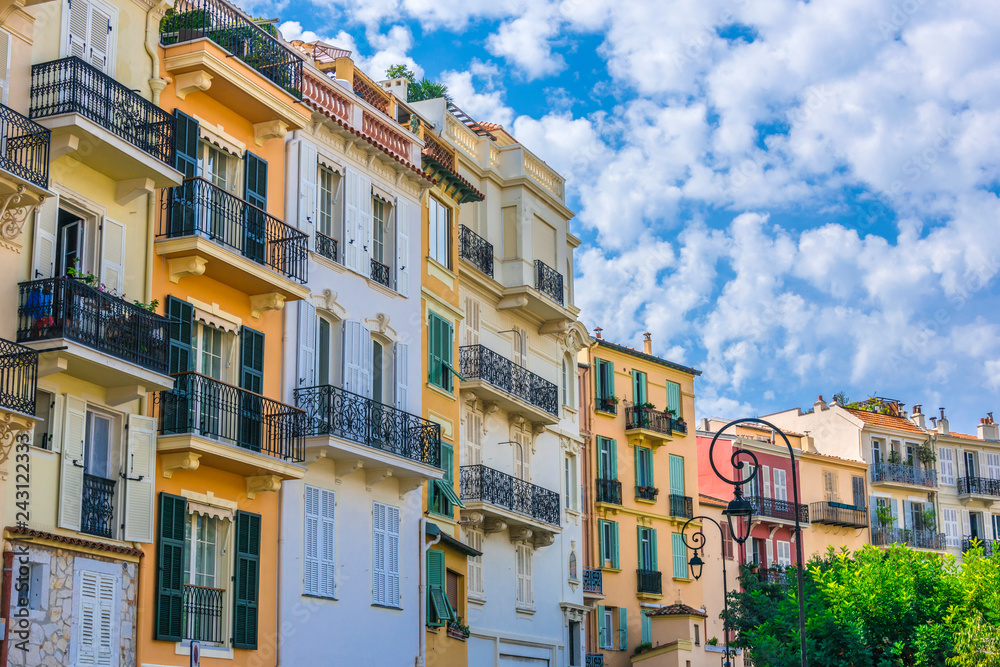 Architecture of the old town of Monaco on French Riviera