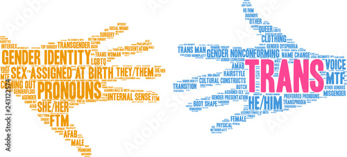 Trans Word Cloud on a white background. 