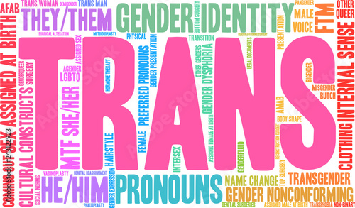 Trans Word Cloud on a white background. 