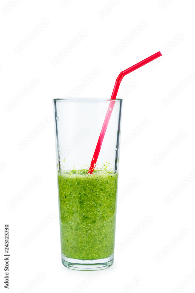 Glass of homemade spinach and broccoli smoothie smoothie isolated on white background Glass of homemade spinach and broccoli smoothie smoothie isolated on white background