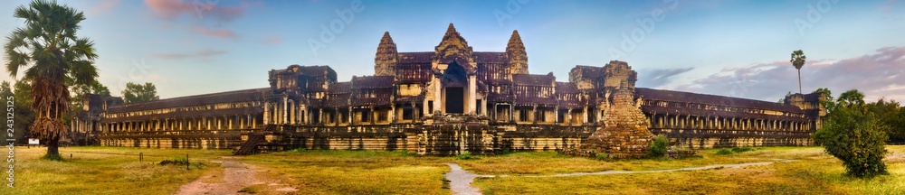 Angkor Wat at sunrise. Siem Reap. Cambodia. Panorama