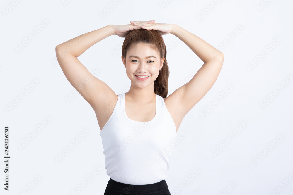 Beautiful Attractive Asian woman smile with long hair smile feeling so happiness with healthy skin,Isolated on white background,Beauty Concept Beautiful Attractive Asian woman smile with long hair smile feeling so happiness with healthy skin,Isolated on white background,Beauty Concept