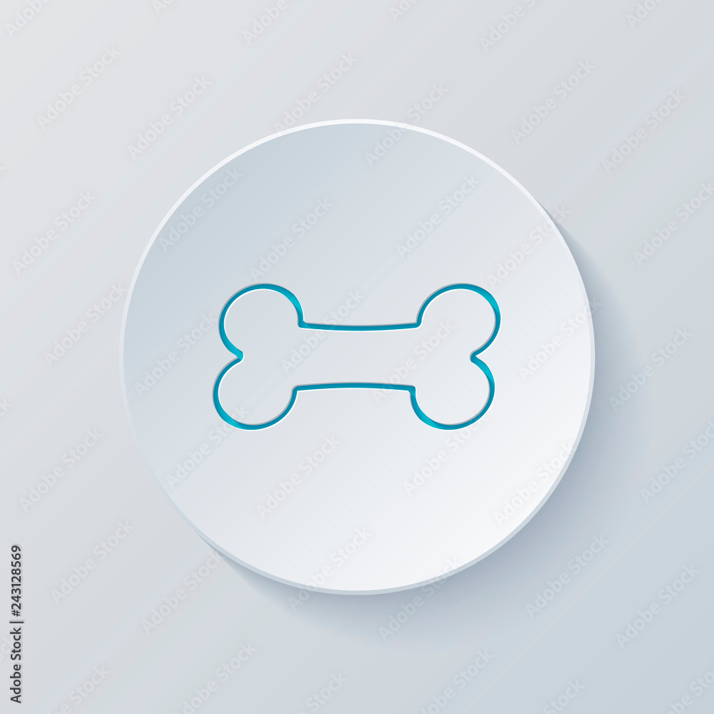 Dog bone icon. Cut circle with gray and blue layers. Paper style Dog bone icon. Cut circle with gray and blue layers. Paper style