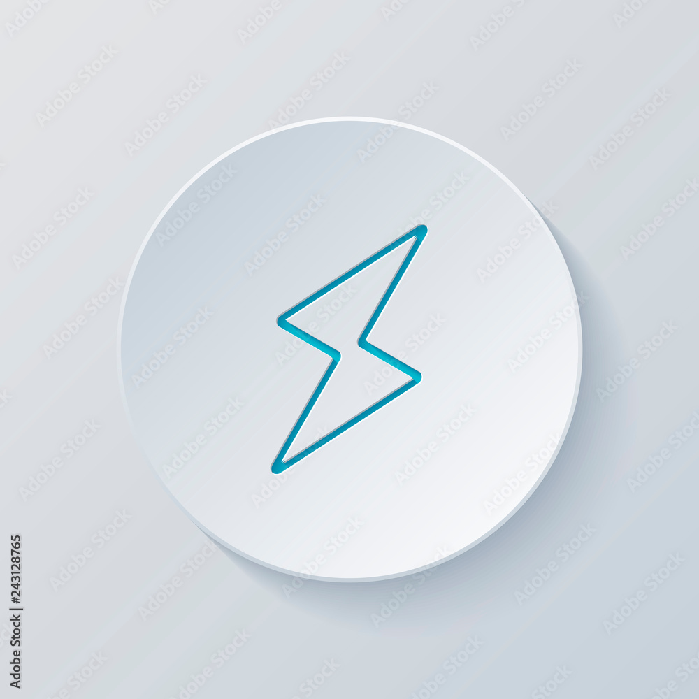 flash icon. Cut circle with gray and blue layers. Paper style flash icon. Cut circle with gray and blue layers. Paper style