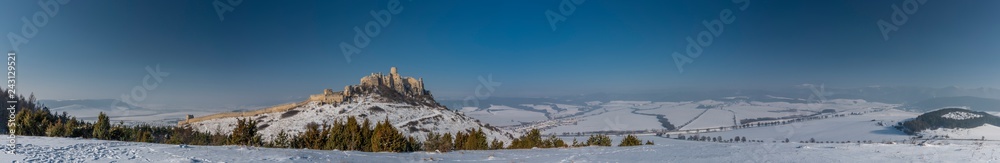 Spissky castle in east Slovakia in nice winter sunny day