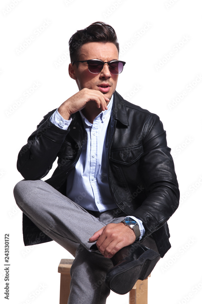 portrait of pensive businessman with parted lips looking to side portrait of pensive businessman with parted lips looking to side