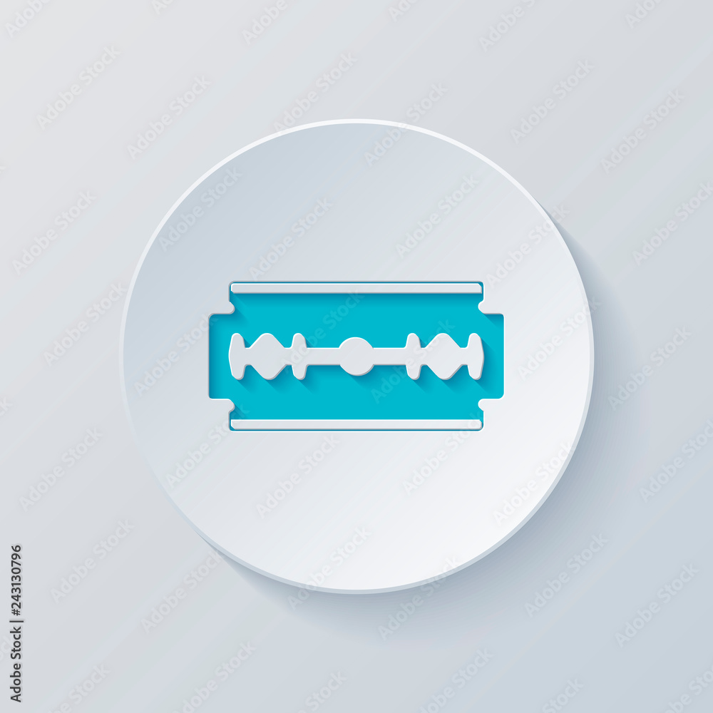 blade. simple silhouette. Cut circle with gray and blue layers. blade. simple silhouette. Cut circle with gray and blue layers.