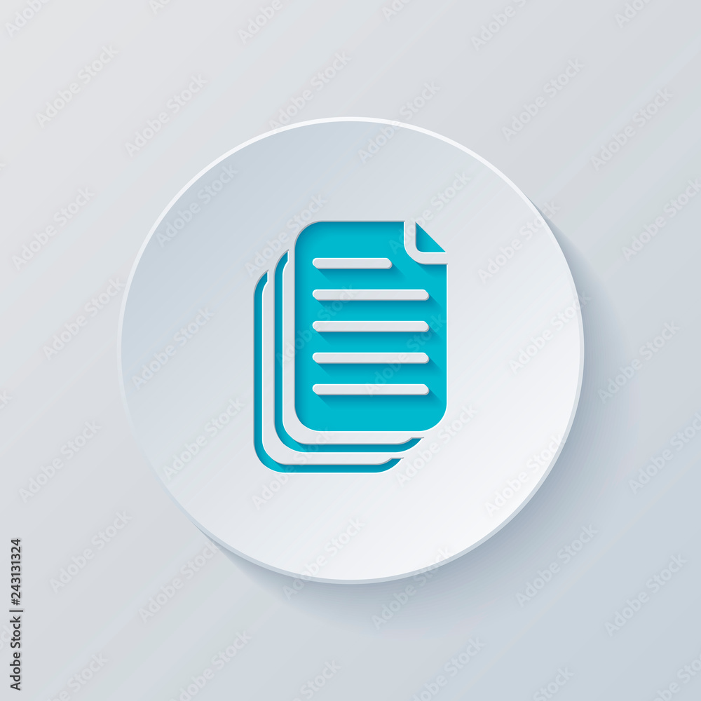 document. simple silhouette. Cut circle with gray and blue layer document. simple silhouette. Cut circle with gray and blue layer