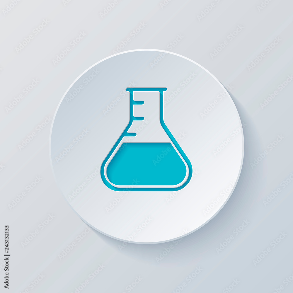Medical test tube. simple silhouette. Cut circle with gray and b Medical test tube. simple silhouette. Cut circle with gray and b