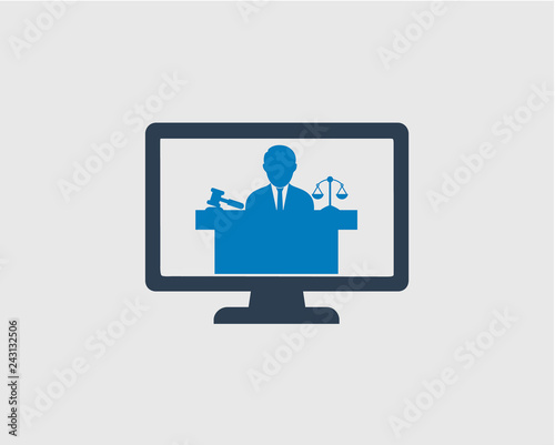 Online Legal Service Icon on gray Background.