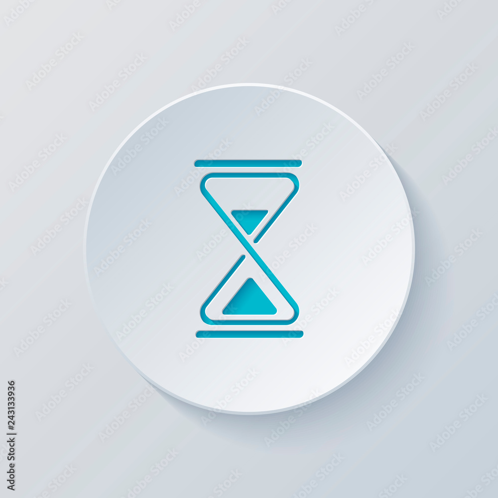 hourglass, simple icon. Cut circle with gray and blue layers. Pa hourglass, simple icon. Cut circle with gray and blue layers. Pa