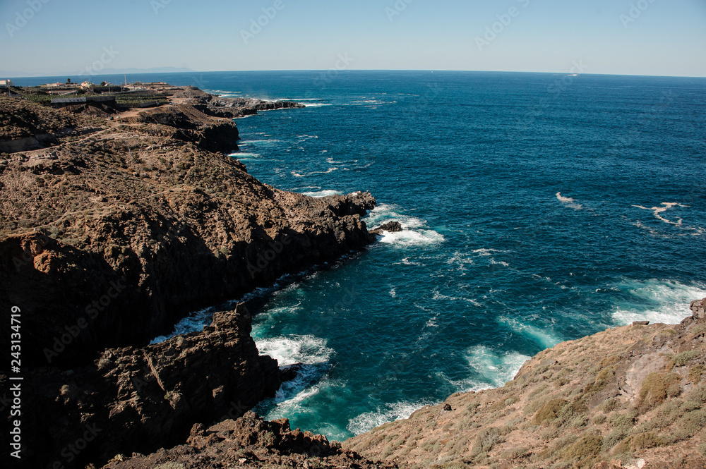 Top view from a mountain of a bright deep sea Top view from a mountain of a bright deep sea
