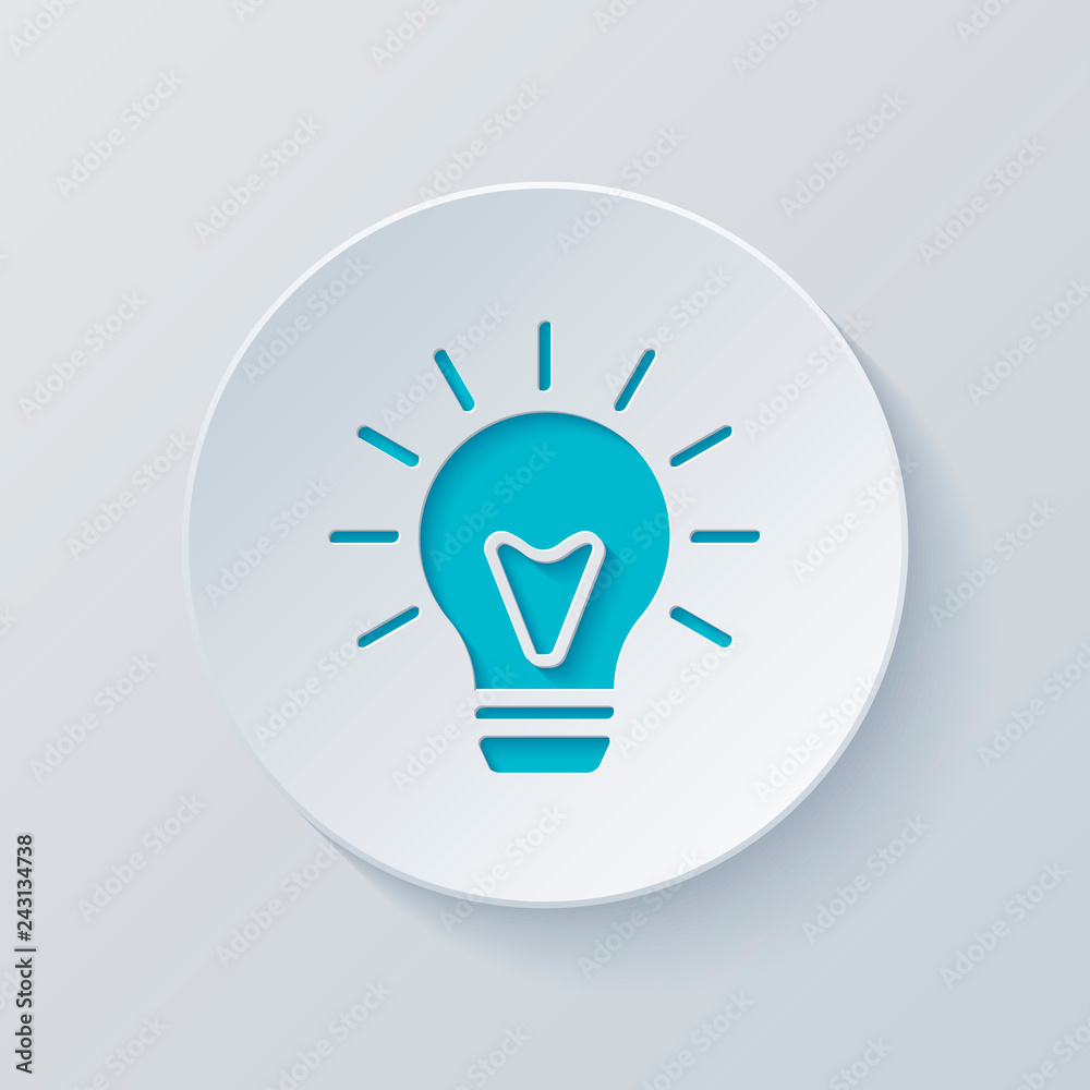 old bulb with light. simple single icon. Cut circle with gray an old bulb with light. simple single icon. Cut circle with gray an