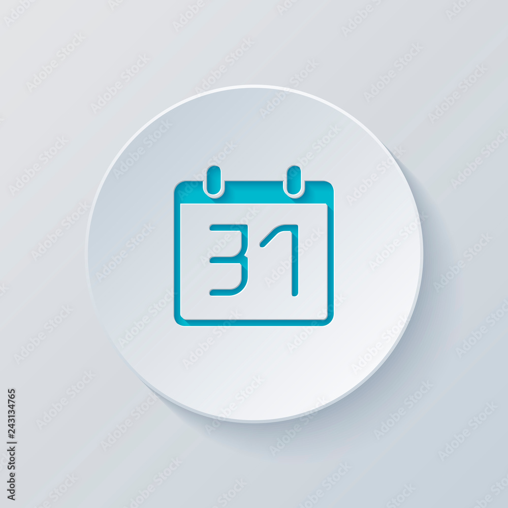 calendar with 31 day, simple icon. Cut circle with gray and blue calendar with 31 day, simple icon. Cut circle with gray and blue