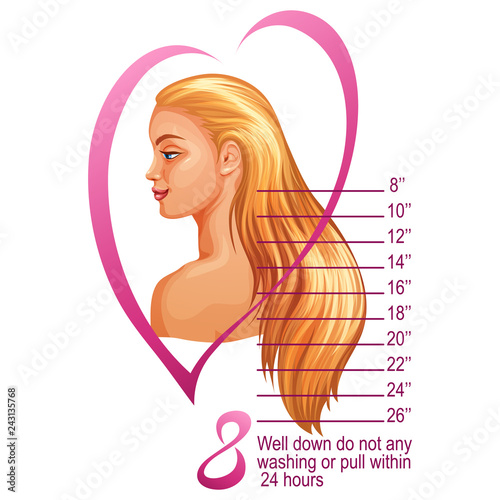 Womans hairstyle and scale of hair extensions