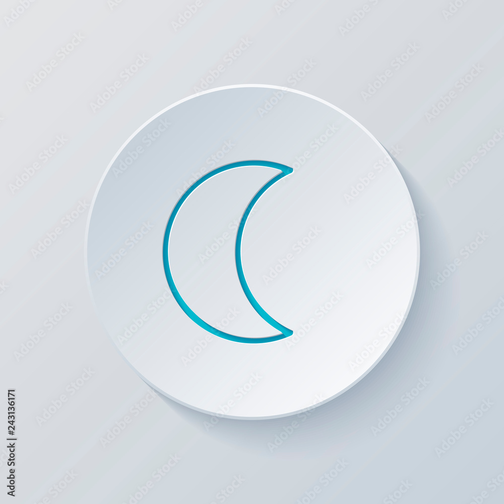 Simple moon. Weather symbol. Linear icon with thin outline. Cut Simple moon. Weather symbol. Linear icon with thin outline. Cut