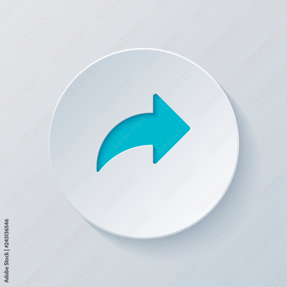 Share icon with arrow. Cut circle with gray and blue layers. Pap Share icon with arrow. Cut circle with gray and blue layers. Pap
