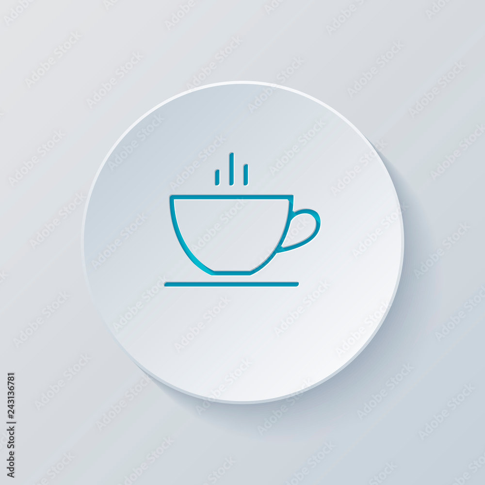 Simple cap of coffee or tea. Linear icon with thin outline. Cut Simple cap of coffee or tea. Linear icon with thin outline. Cut