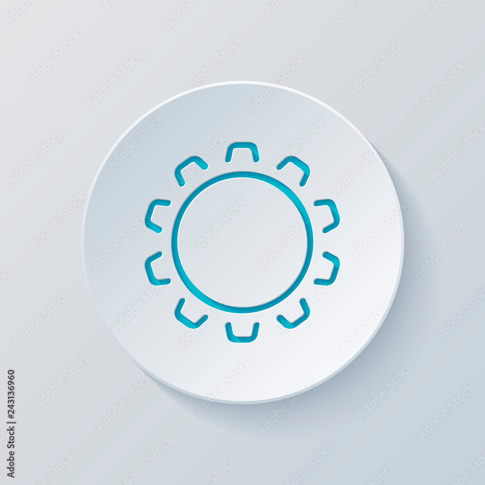 Simple gear or setting. Linear icon, thin outline. Cut circle wi