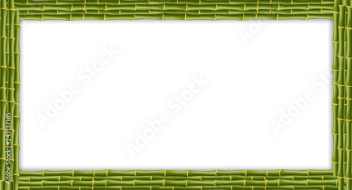green rectangle bamboo sticks banner with copy space