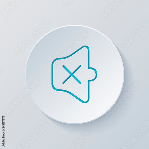 Simple volume mute. Linear, thin outline. Cut circle with gray a