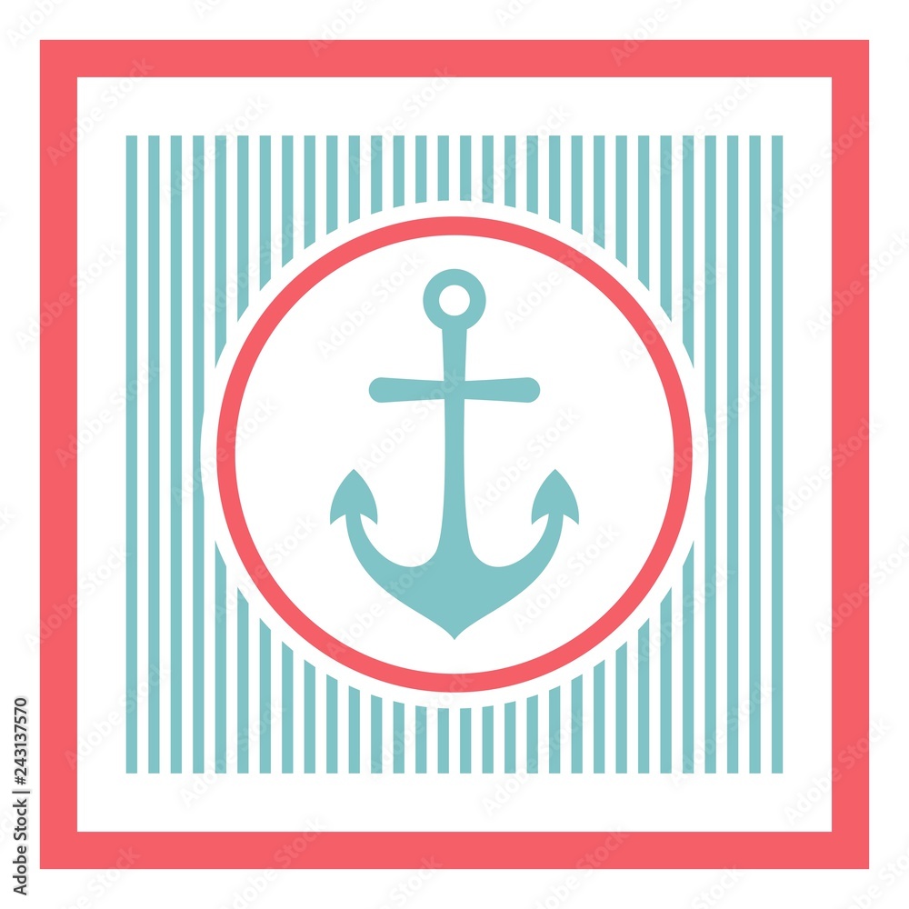 Nautical anchor on striped retro background. Ship and boat label. Nautical anchor on striped retro background. Ship and boat label.