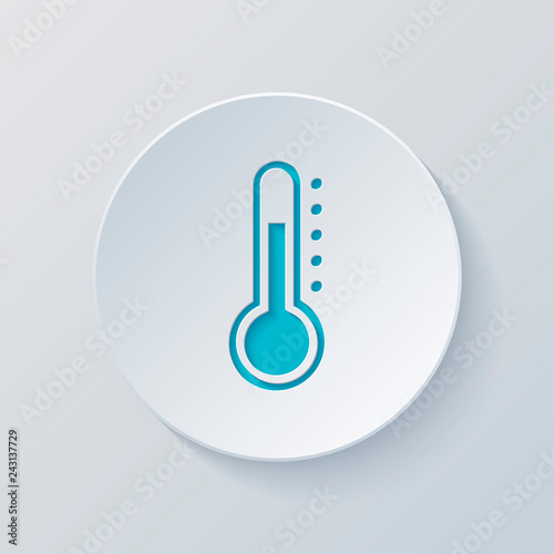 Simple thermometer icon. Cut circle with gray and blue layers. P